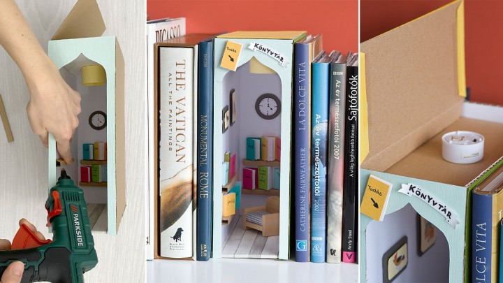 DIY book nook részletes leírással: építs alkotónk segítségével minikönyvtárat!